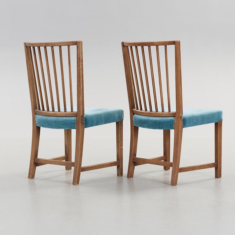 Axel Einar Hjorth, a pair of stained oak chairs, Stockholm 1940's.