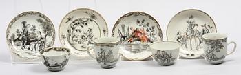 KOPPAR och FAT, 4 st porslin, Kina 1700/1800-tal.
