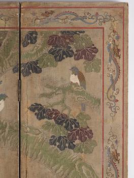 A four panel lacquer screen, Qing dynasty.