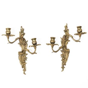 A pair of  wall sconces, Rococo style, circa 1900.