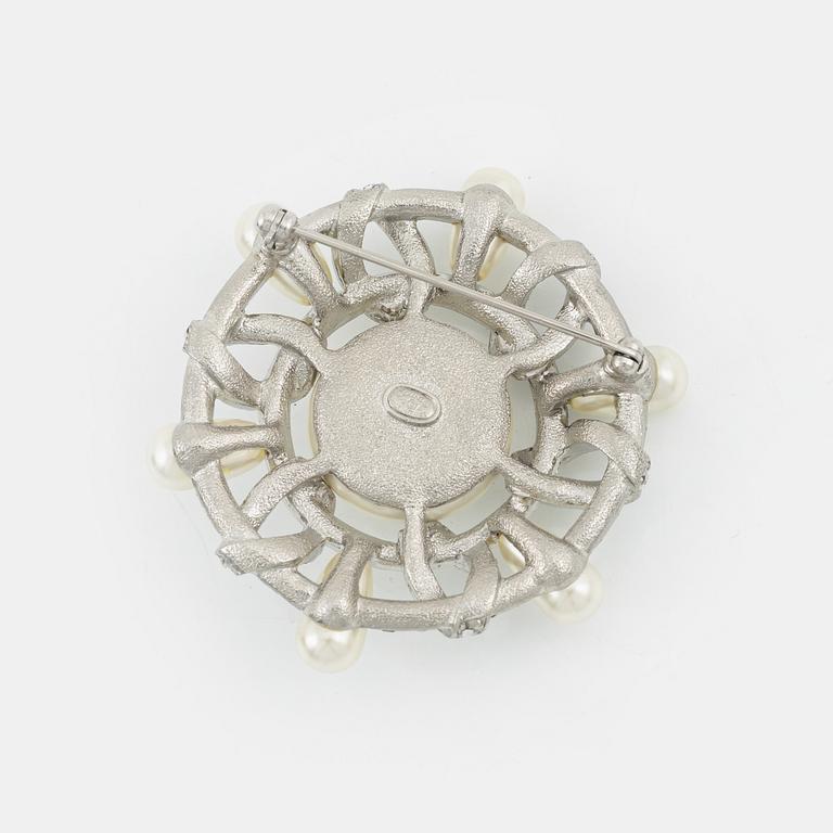 Chanel, a silvermetal, imitation pearl and crystal brooch, 2018.