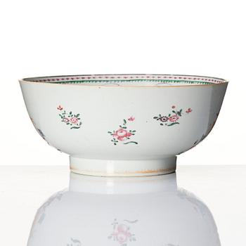A famille rose "European Subject" punch bowl, Qing dynasty, 18th Century.