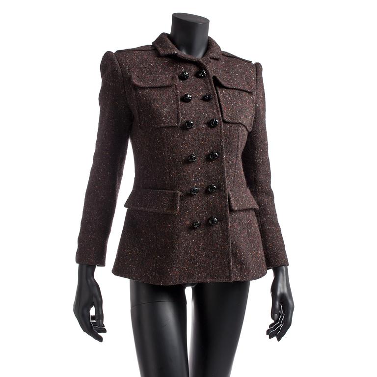 YVES SAINT LAURENT, a brown wool blend jacket.