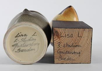 FIGURIN och POKAL, stengods, Lisa Larson, Gustavsberg, sign.