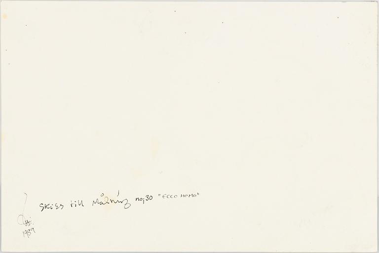 ULF RAHMBERG, Mixed media, signed with monogram and dated 1989 verso.