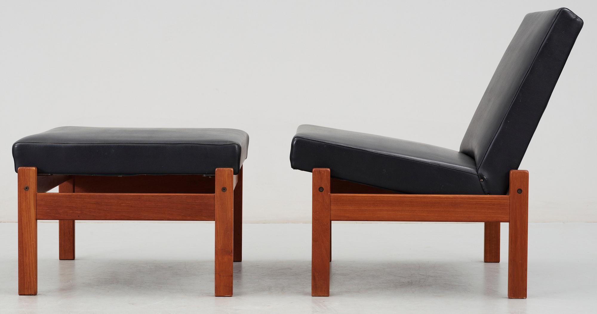 FÅTÖLJ samt FOTPALL, Yngve Ekström, Swedese. 1900-talets andra hälft.