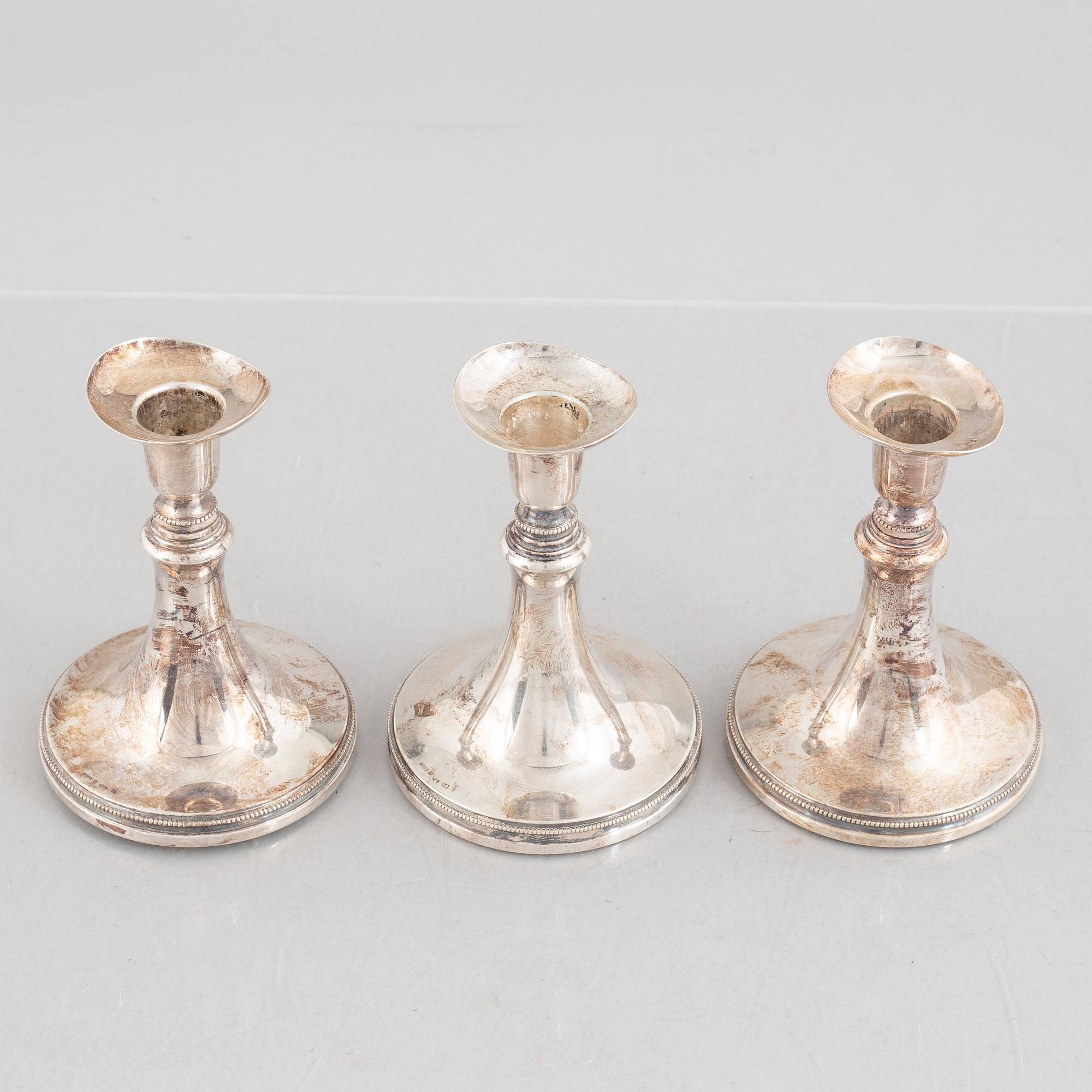 Three silver candlesticks, MGAB Uppsala, 1958-1963.