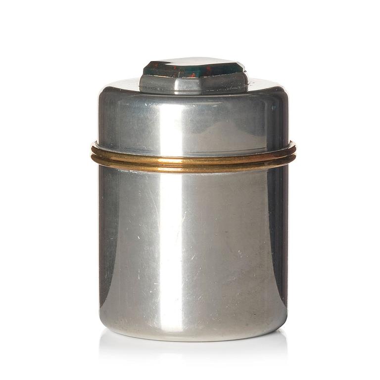 Estrid Ericson, a pewter and heliotrope lidded jar model "A 1485", Firma Svenskt Tenn, Stockholm 1952.