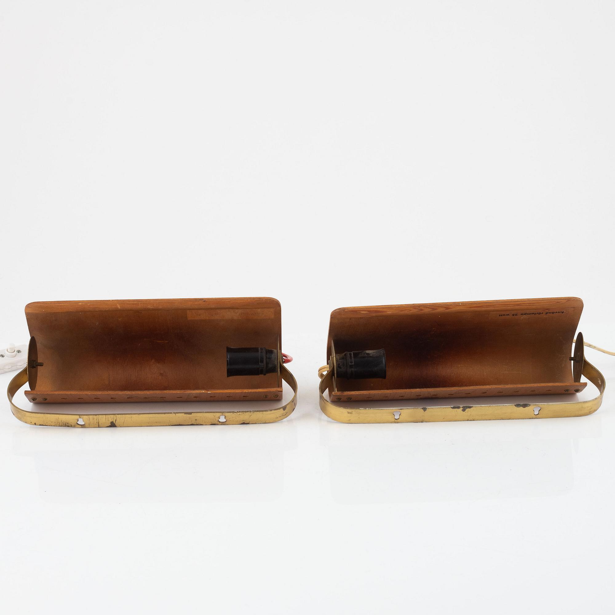 Vägglampor, ett par, Sverige, 1900-talets mitt.