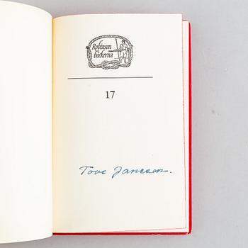 Tove Jansson, bok, "Muminpappans bravader", första upplagan, 1950, egenhändigt signerad.