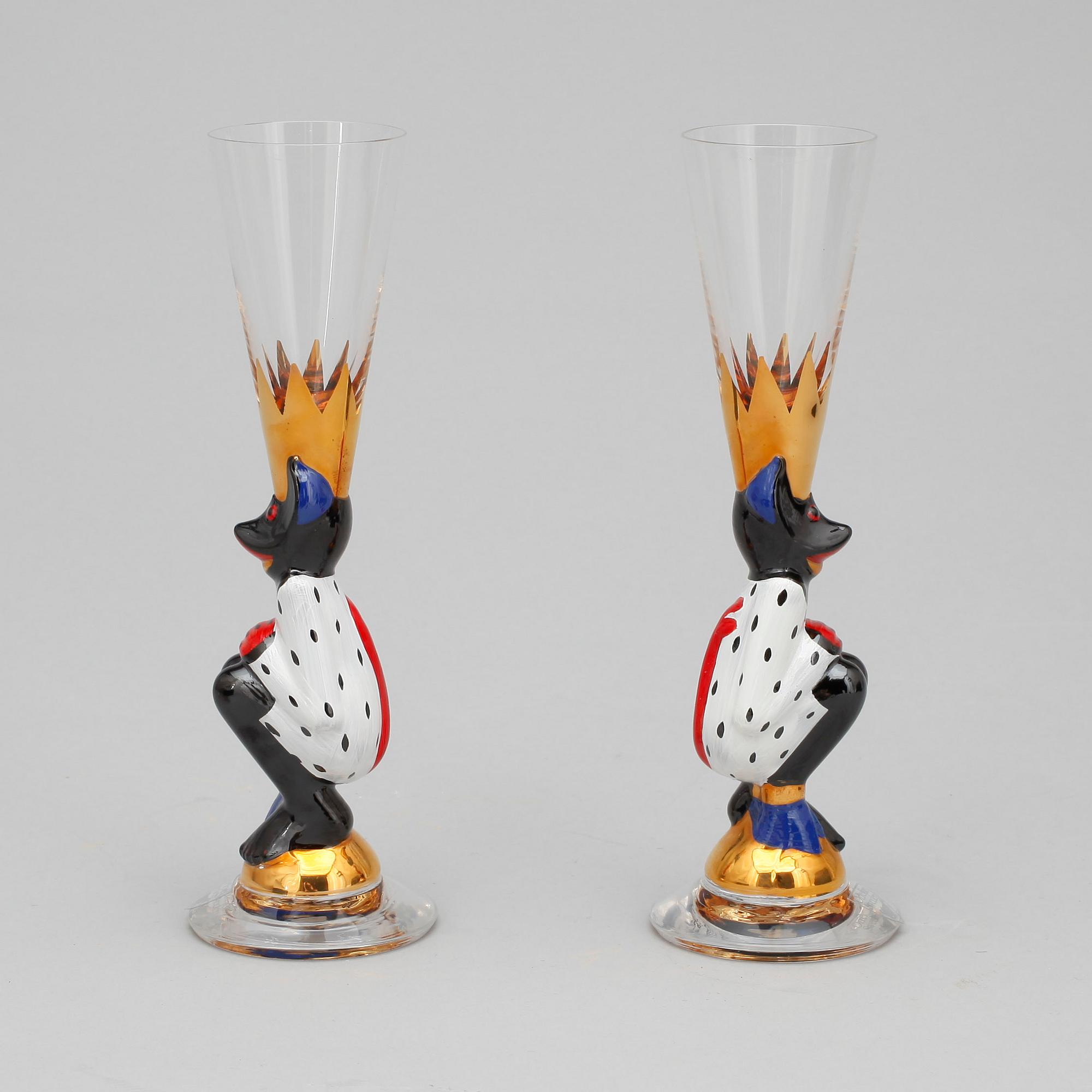 SNAPSGLAS, 2 st. Design Gunnar Cyrén ur Nobelservisen. Orrefors.