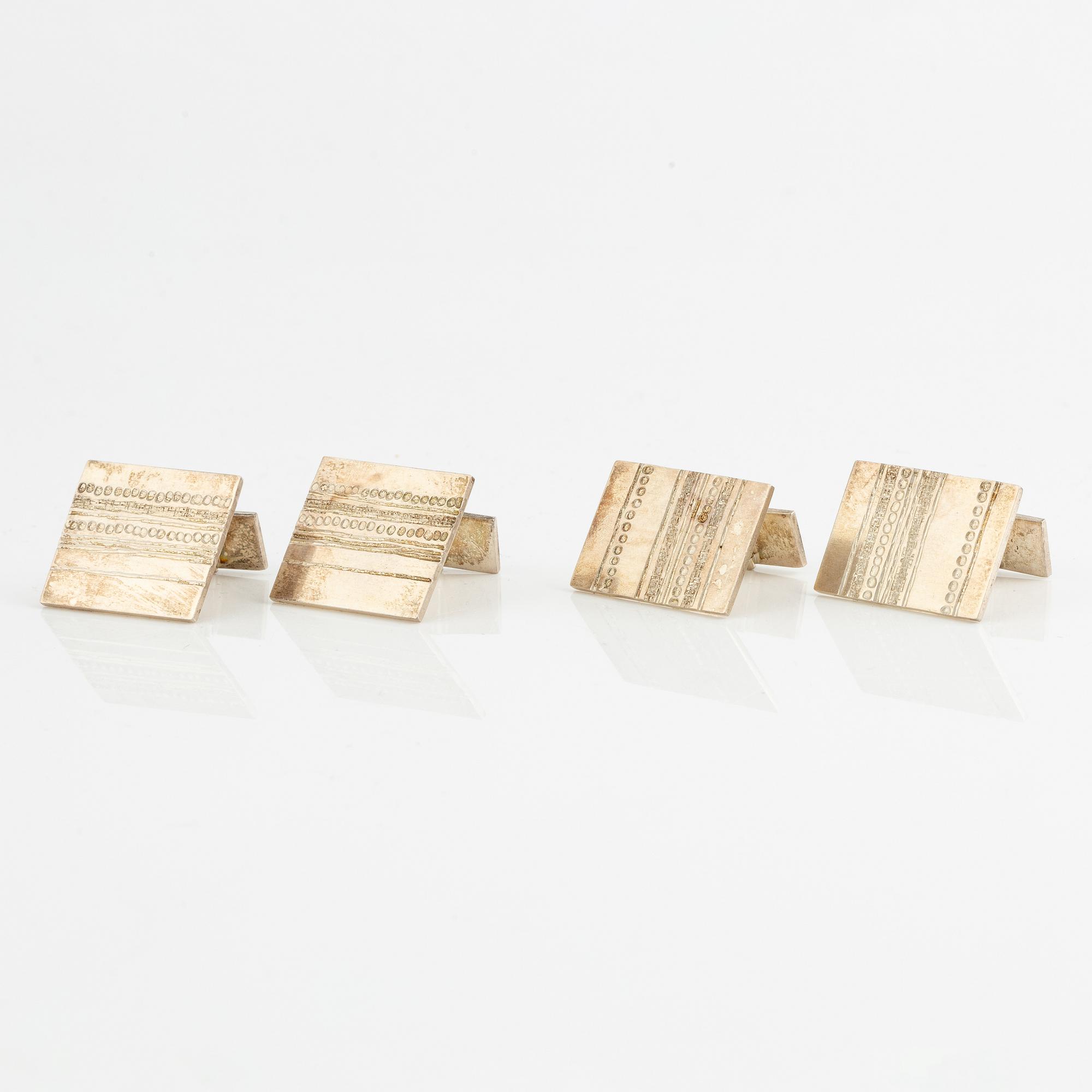 Lars Arby, five pairs of cufflinks, sterling silver, Gothenburg 1976 and 1980.