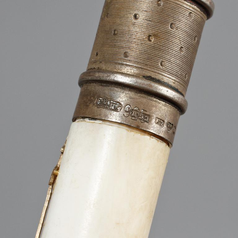 BREVKNIV, silver, ametist och ben, silverstämplat C.G Hallberg, Göteborg, 1908.