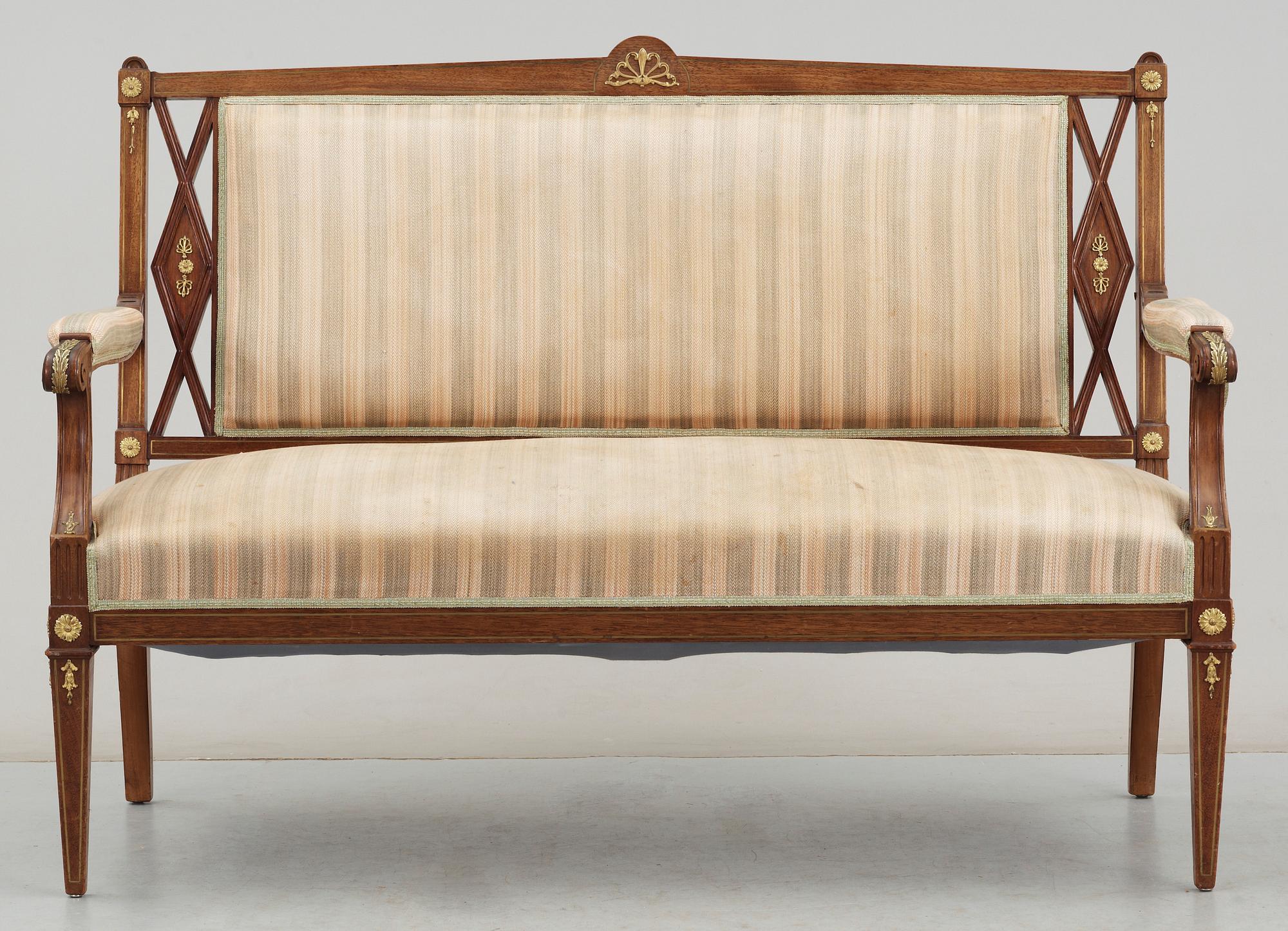 SALONGSMÖBEL, 8 delar. Sengustaviansk stil, 1800/1900-tal.