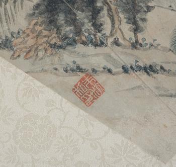 Solfjädersmålningar, tre stycken, Kina, 1900-tal.