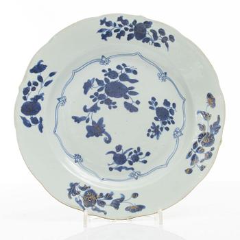 Tallrikar, 22 stycken, kompaniporslin, Kina, Qingdynastin, Qianlong (1736-95).