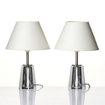 Carl Fagerlund, a pair of table lamps model "RD 1635", Orrefors, 1950s-60s.