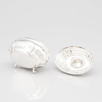 Sockerskrin, silver, troligen Andreas Schneider (1759-1761), Augsburg. Rokoko.
