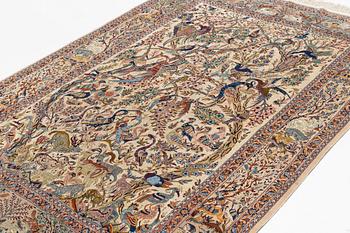 Matta, semiantik Isfahan, part silk, signerad Eshan doust, ca 226,5 x 126 cm.