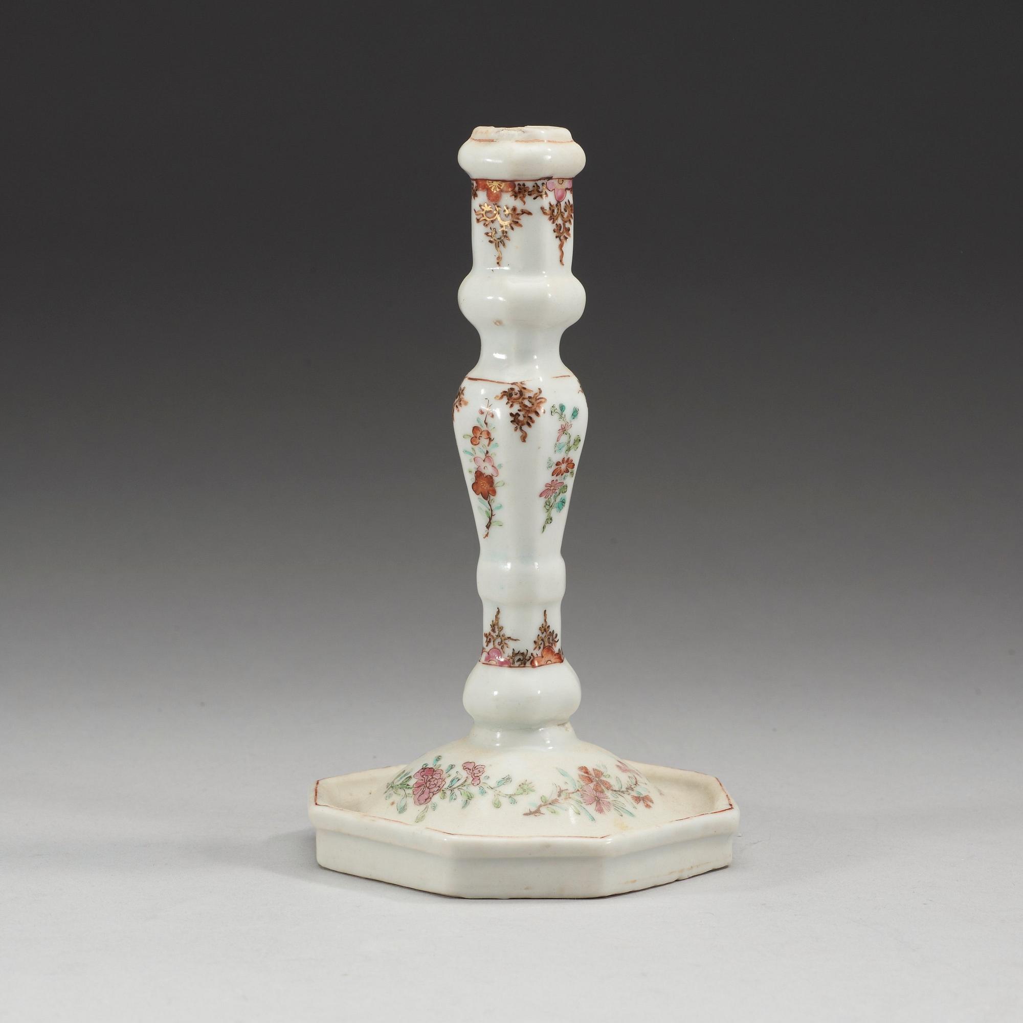 A famille rose candle stick, Qing dynasty, Qianlong (1736-95).