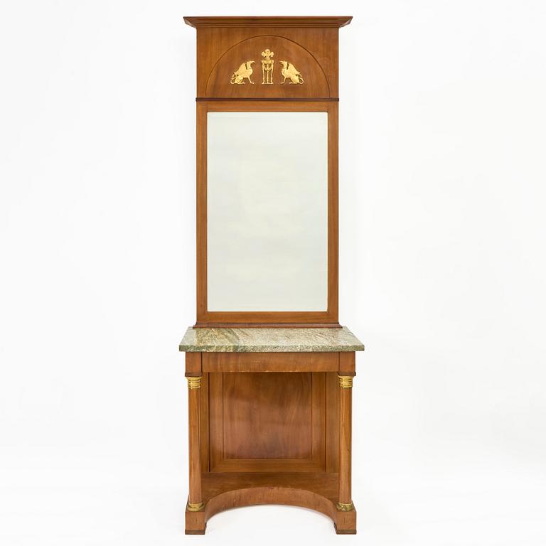 Mirror with console table, Empire style, early 20th century.