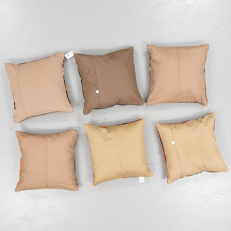 Six kilim cushions,  60 x 60 cm.