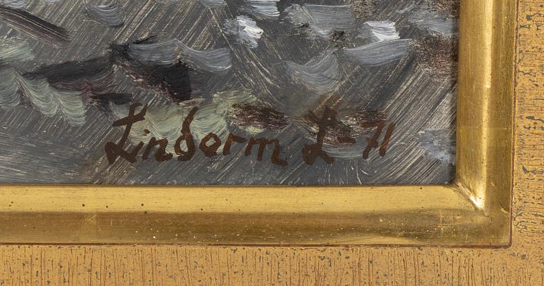 Lindorm Liljefors, olja på pannå, signerad och daterad -71.