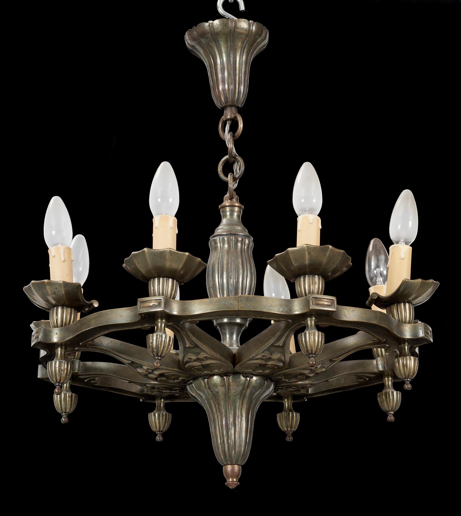 TAKKRONA, mässing, art deco, 1930-tal. H 60.