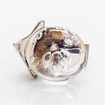 Björn Weckström, ring, "Förstelnad sjö",  silver, akryl, Lapponia 1975.