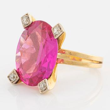 Synthetic stone and old cut diamond cocktail ring.