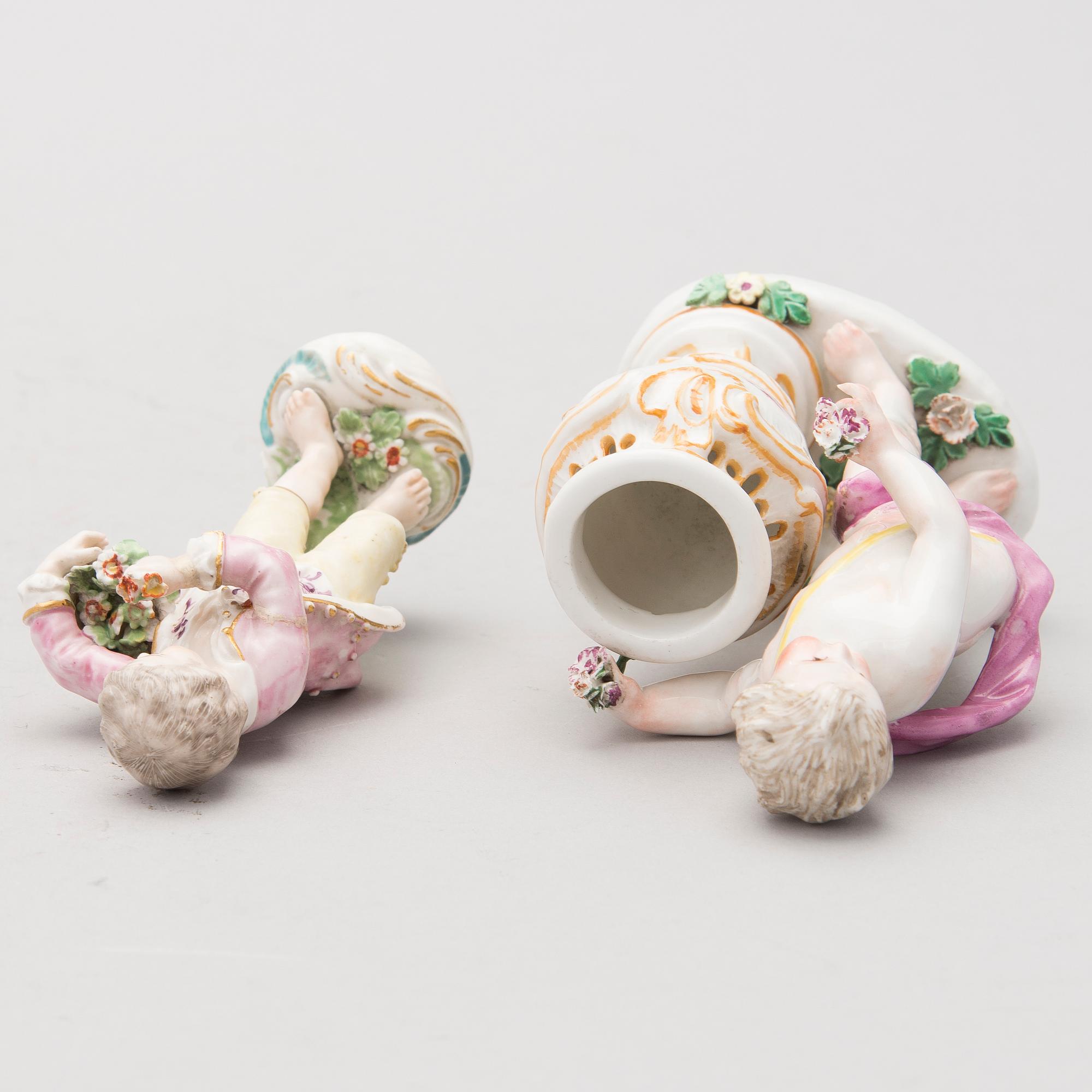 Two 18th Century porcelain figurines, probably from Nymphenburg, Germany.