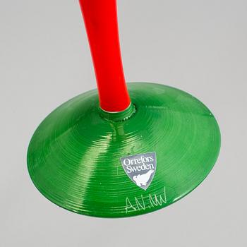 ANNE NILSSON, champagneglas, 6 st, "Clown", glas, Orrefors, signerade.