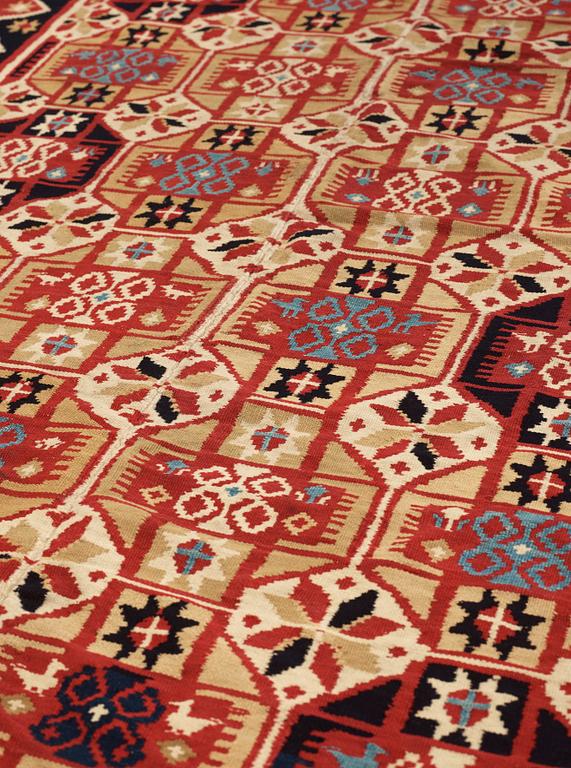 BED COVER, double-interlocked tapestry. 165 x 112,5 cm. Scania, Sweden, around 1830. Färs/Gärds/Villands district.