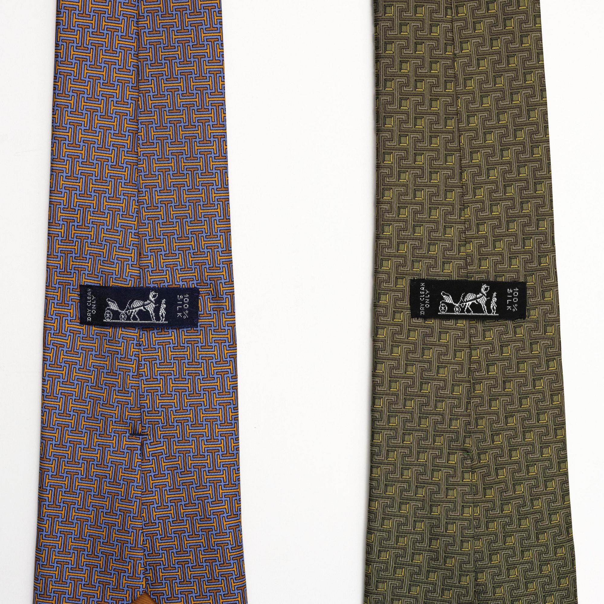 Hermès, two silk ties.