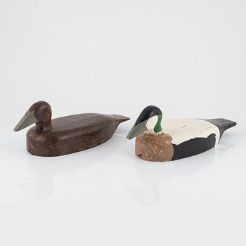 Two Wooden Decoy Ducks, 20th century.