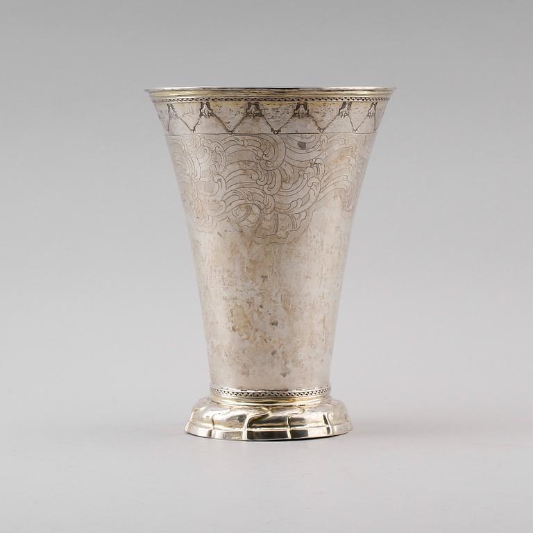 BÄGARE, silver, Lorens Stabeus, Stockholm 1764. Vikt ca 559 gram.