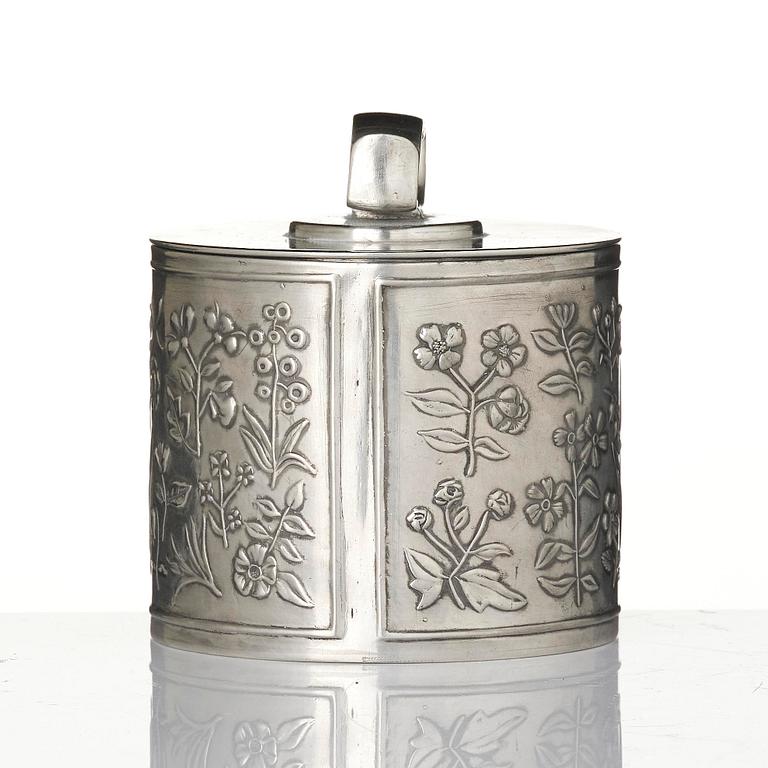 Estrid Ericson, & Firma Svenskt Tenn, a lidded pewter jar, Stockholm, 1975.