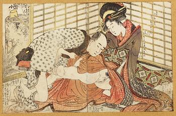 Utamaro, TRÄSNITT (4), shunga, omkring1790-1805.