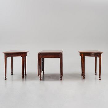 A George III mahogany D-end dining table, circa 1800.