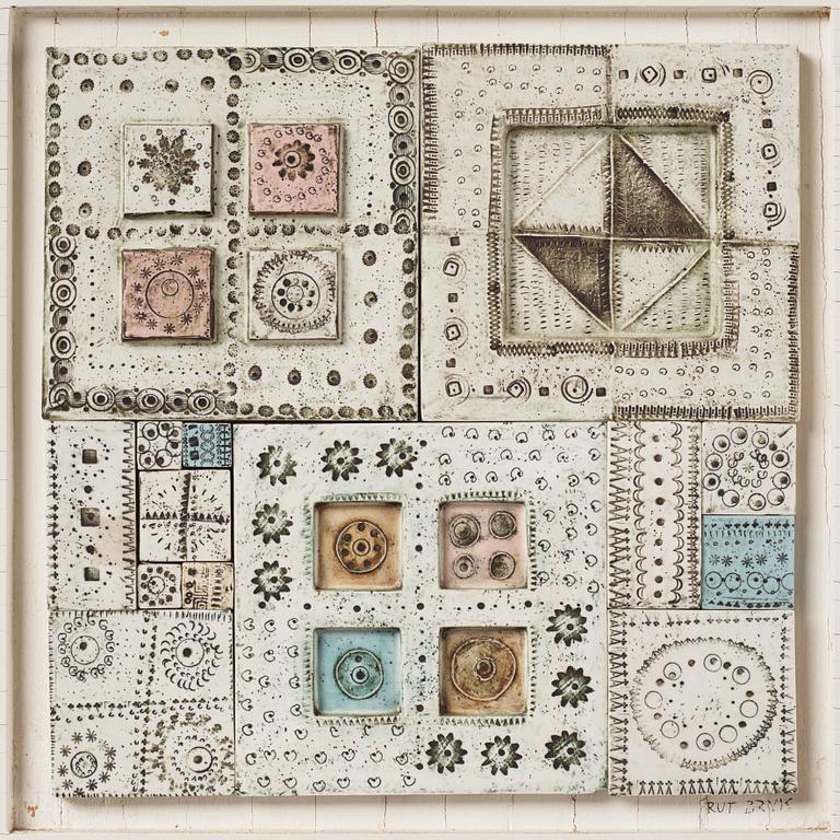 Rut Bryk, a stoneware wall relief, Arabia, Finland 1960s.