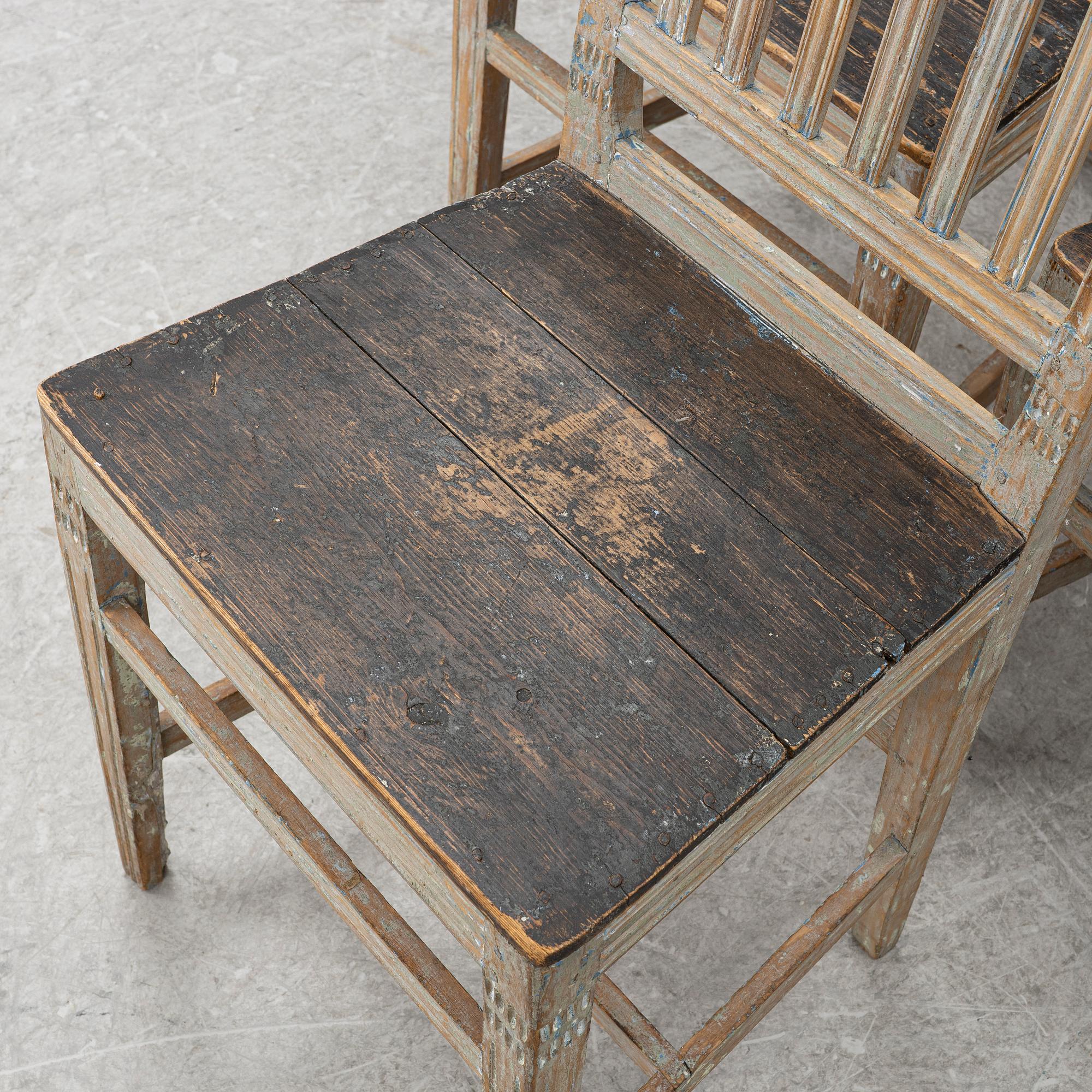 Chairs, 6, folk art. 19th century.