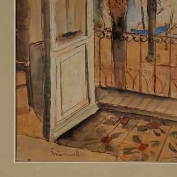 Isaac Grünewald, watercolour, signed.