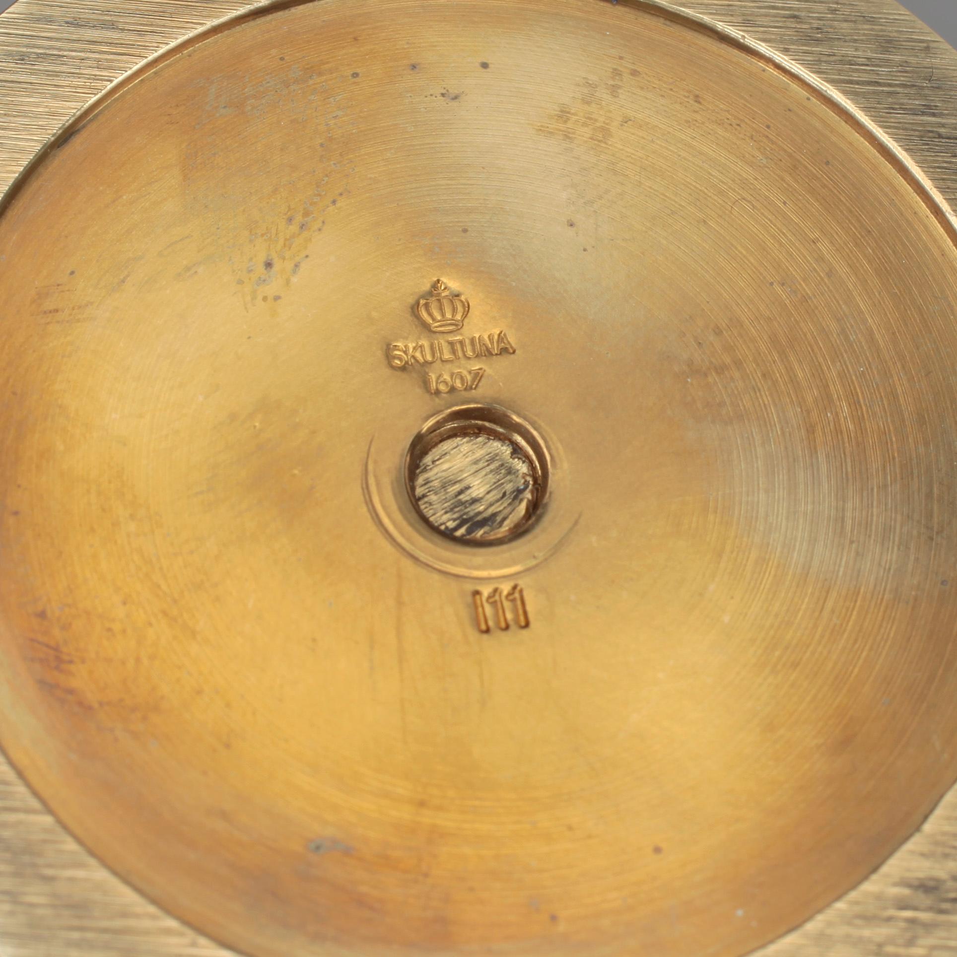 LJUSSTAKAR, 3 st, mässing. Pierre Forsell, Skultuna.