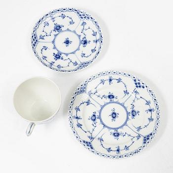 Royal Copenhagen, A 28-piece half lace porcelain servicem 'Blue Fluted', Denmark, 1960-68.