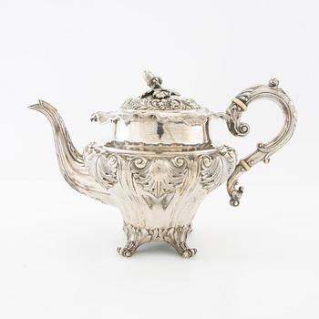 Gustaf Möllenborg, teapot silver neo-Rococo Stockholm 1842.