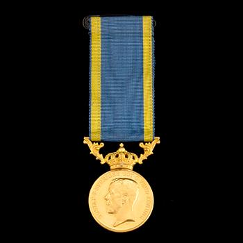 KUNGLIG MEDALJ,  23k guld, "För Nit och Redlighet i Rikes Tjänst", "5:e storleken", före 1947.