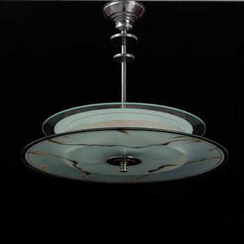 A glass ceiling light, 1930's.
