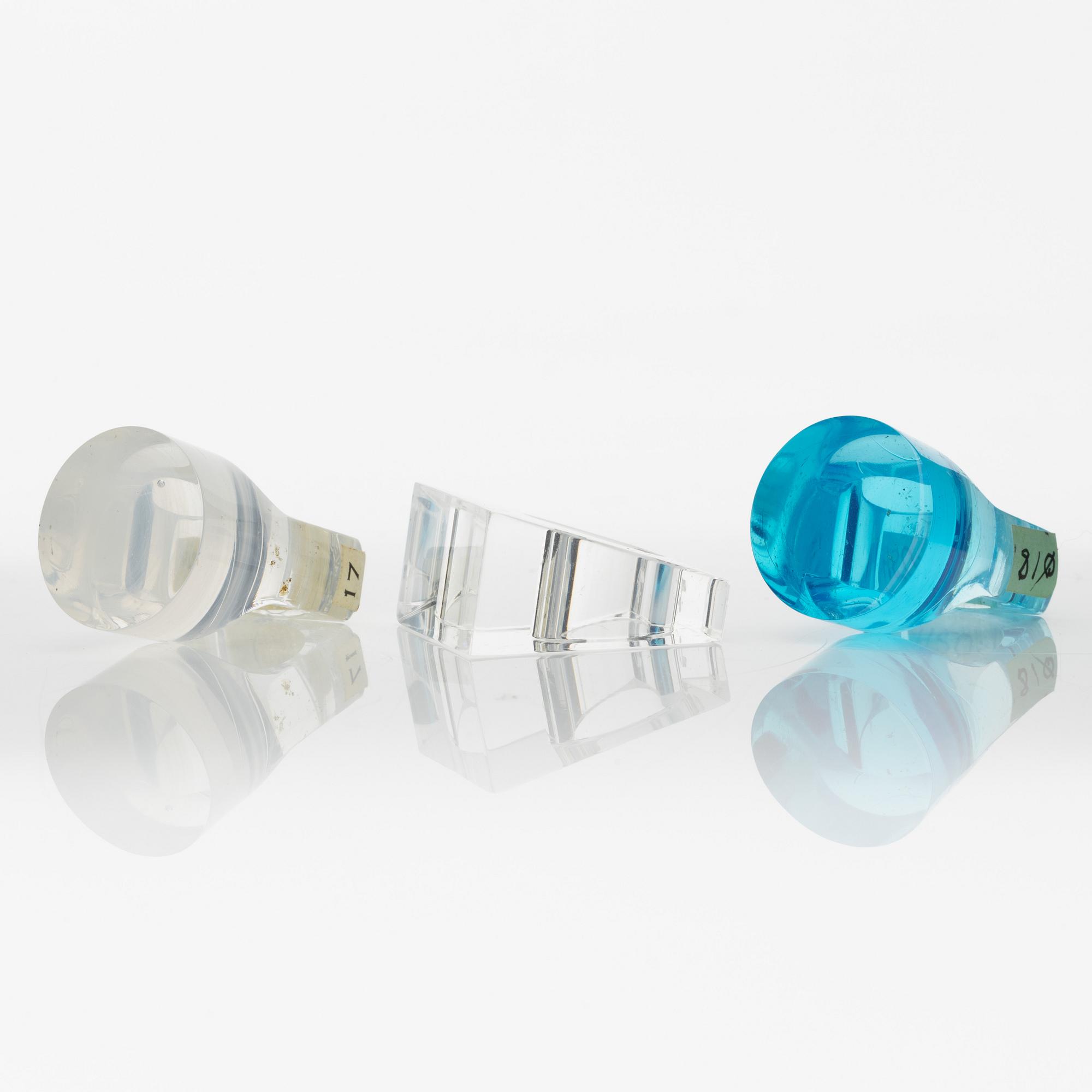 Siv Lagerström, three rings, acrylic plastic, 1970s.