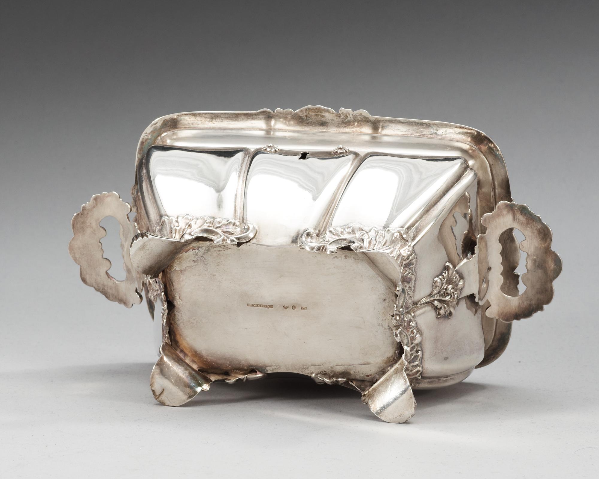A Swedish 19th century silver sugar-casket, makers mark of Gustaf Möllenborg, Stockholm 1846.