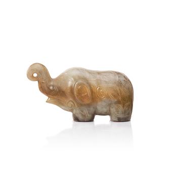 A Chinese nephrite sculpture of an elephant.